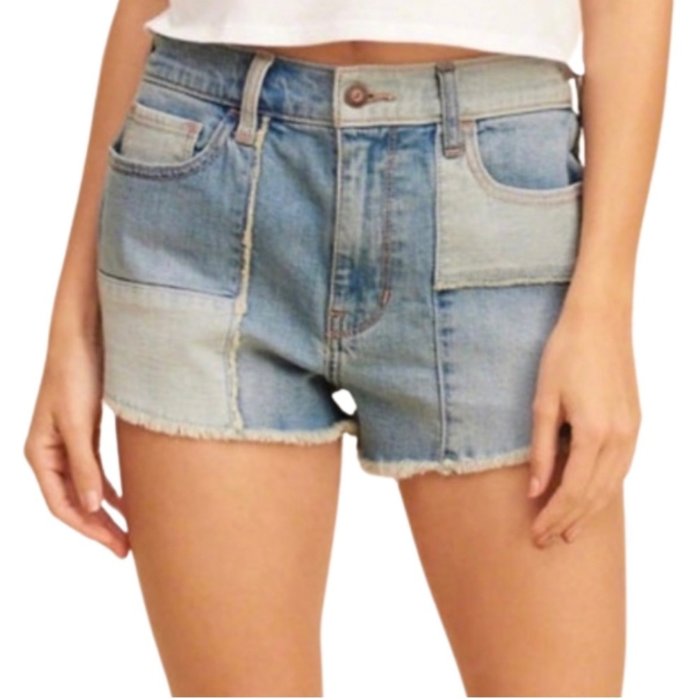 Hollister Vintage High-Rise Patchwork Jean Shorts Size 13